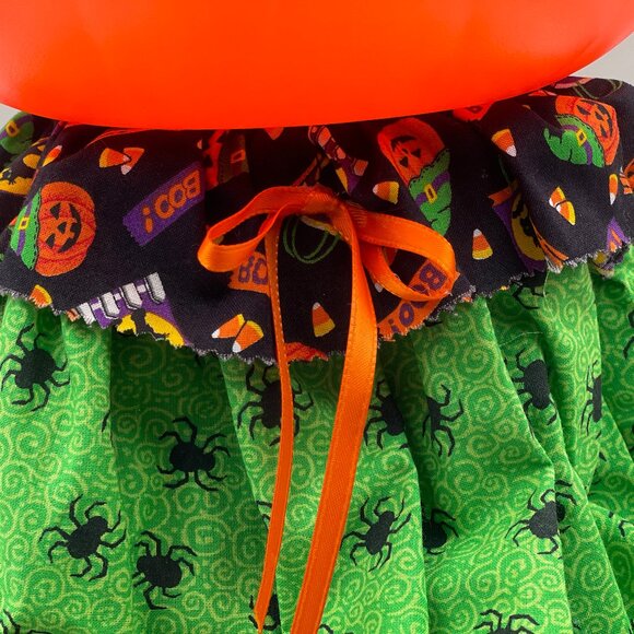 Halloween Pumpkin Head Doll Treat Candy Bucket Seated Handmade Vintage Decor - Picture 6 of 9
